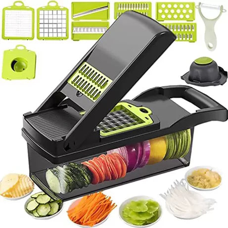 14-in-1 Multifunctional vegetable cutter & slicer - manual chopper for Fruits & Vegetables