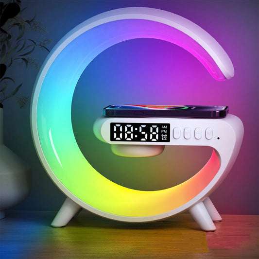 G shaped Lamp - Bluetooth Speaker- Wireless Charger & Digital Clock